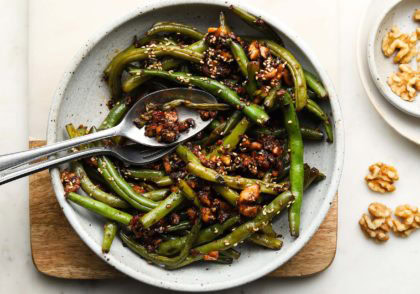 Sichuan Green Beans with Walnuts