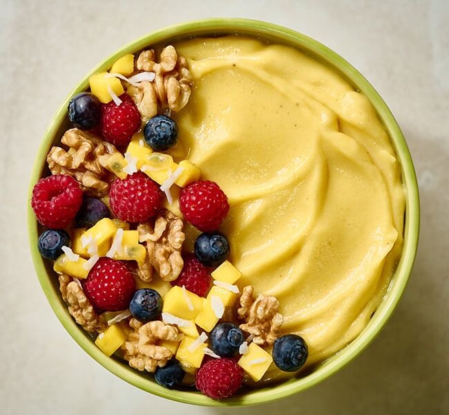 Tropical Mango Walnut and Turmeric Smoothie Bowl