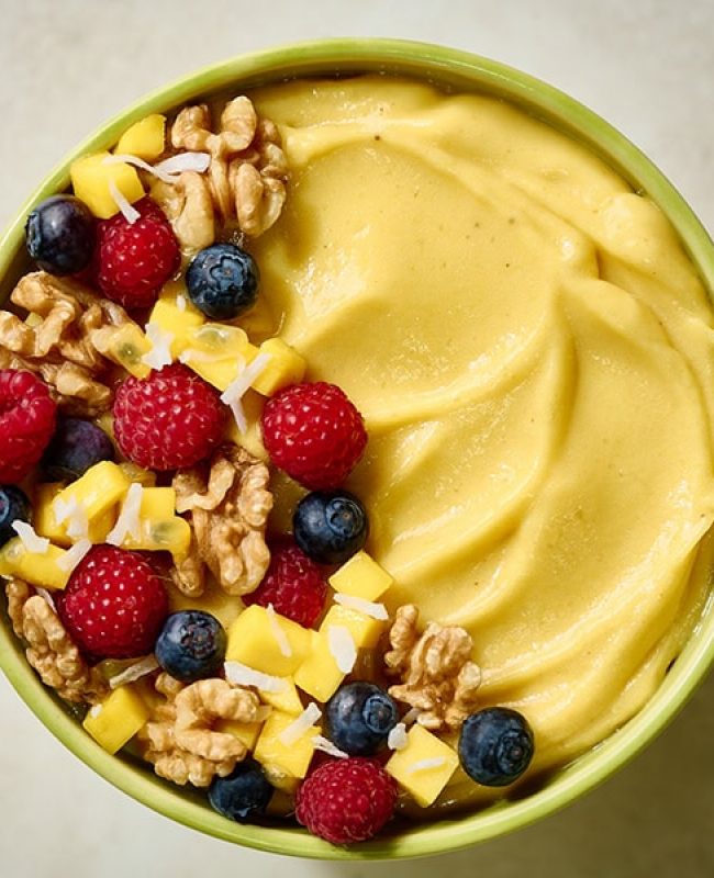 Tropical Mango Walnut and Turmeric Smoothie Bowl