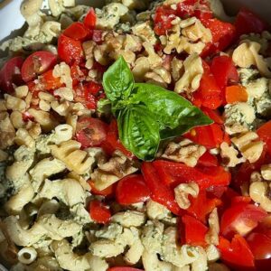 Dairy-free pesto pasta salad