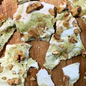 Matcha Frozen Yogurt Honey Walnut Bark