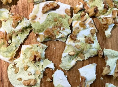 Matcha Frozen Yogurt Honey Walnut Bark