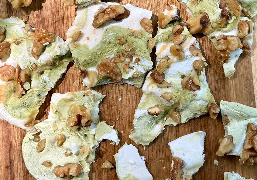 Matcha Frozen Yogurt Honey Walnut Bark