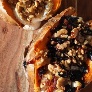 Sweet & Savory Loaded Walnut Sweet Potatoes