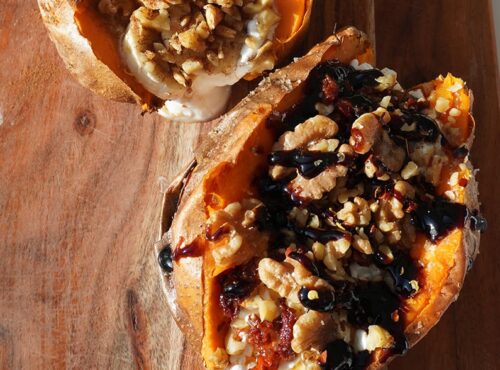 Sweet & Savory Loaded Walnut Sweet Potatoes