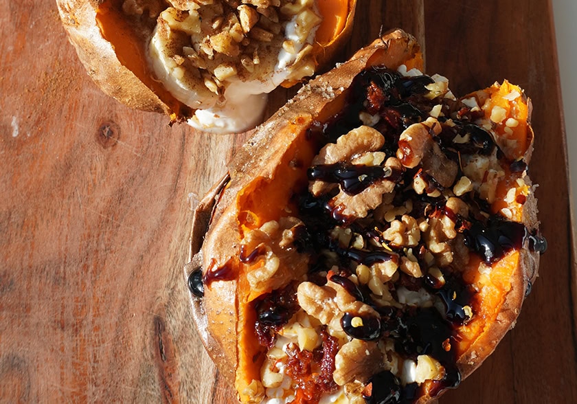 Sweet & Savory Loaded Walnut Sweet Potatoes