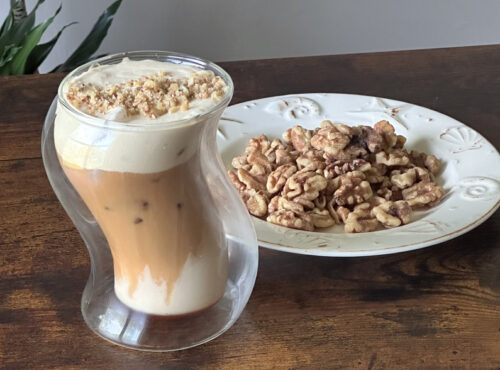 Iced Walnut-Maple Latte with Walnut Cream Cold Foam