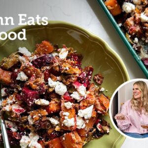 Roasted Brussels Sprouts, Walnuts, Sweet Potato and Beet Salad