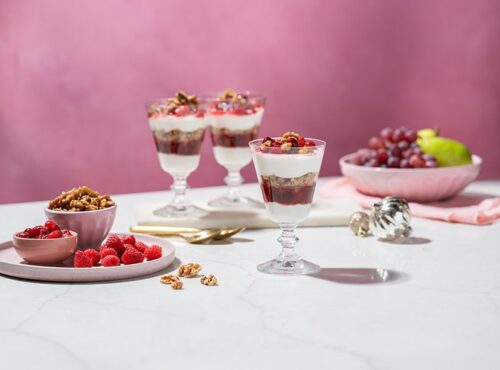 Cranberry Raspberry Parfaits With Maple Candied Walnuts