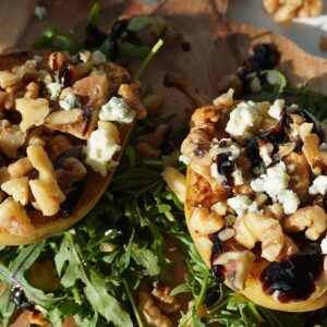 Roasted Pear and Walnut Salad Cups