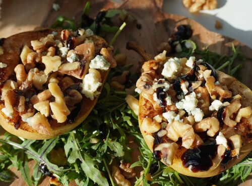 Roasted Pear and Walnut Salad Cups