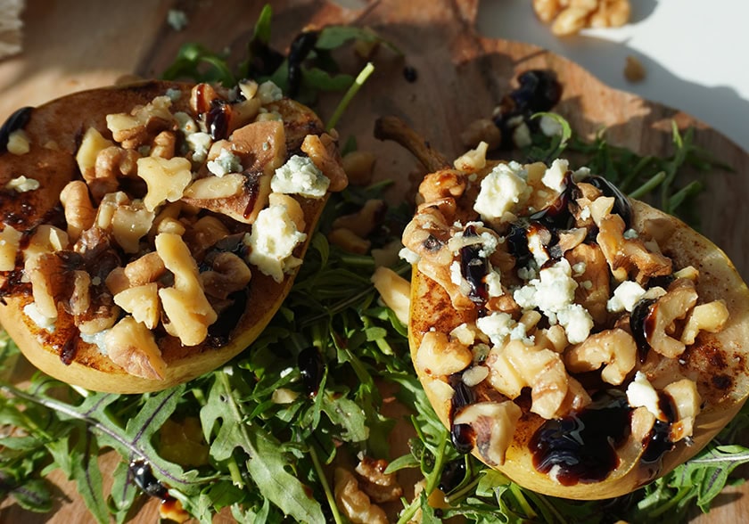 Roasted Pear and Walnut Salad Cups