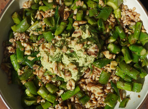 Creamy Walnut Green Goddess Sauce with Spoon Salad