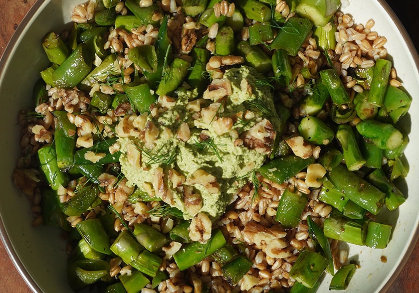 Creamy Walnut Green Goddess Sauce with Spoon Salad