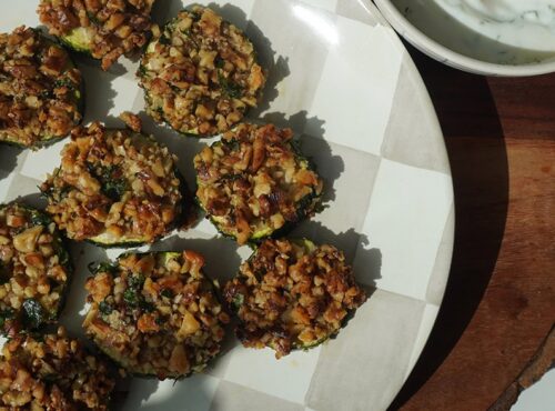 Crispy Walnut & Herb Crusted Zucchini Coins