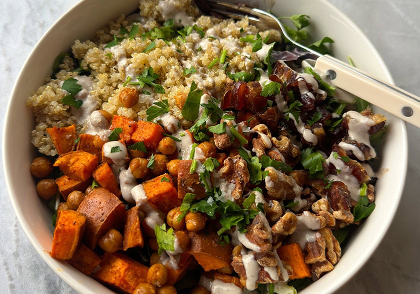 Walnut and Date Veggie Grain Bowl