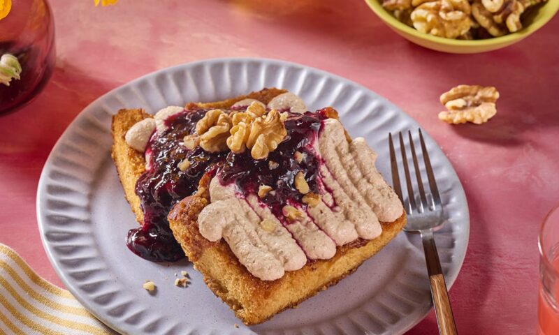 Honey Walnut Butter Toast with Date and Walnut Whipped Cream