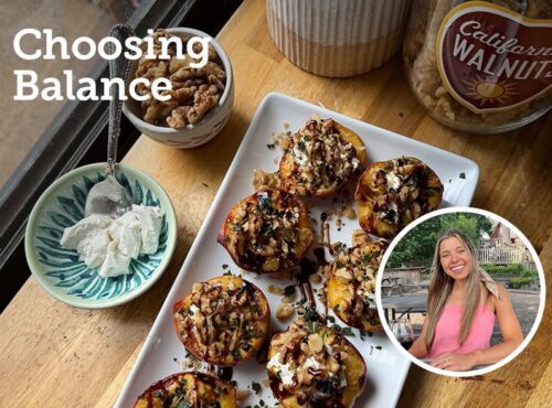 Grilled Peaches with Walnuts & Goat Cheese