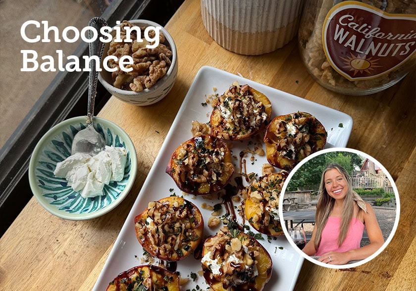 Grilled Peaches with Walnuts & Goat Cheese