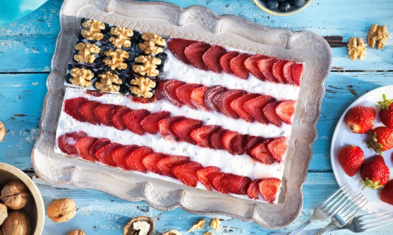 Frozen Yogurt Trail Mix Bar with Red Berries Blueberries and Walnuts