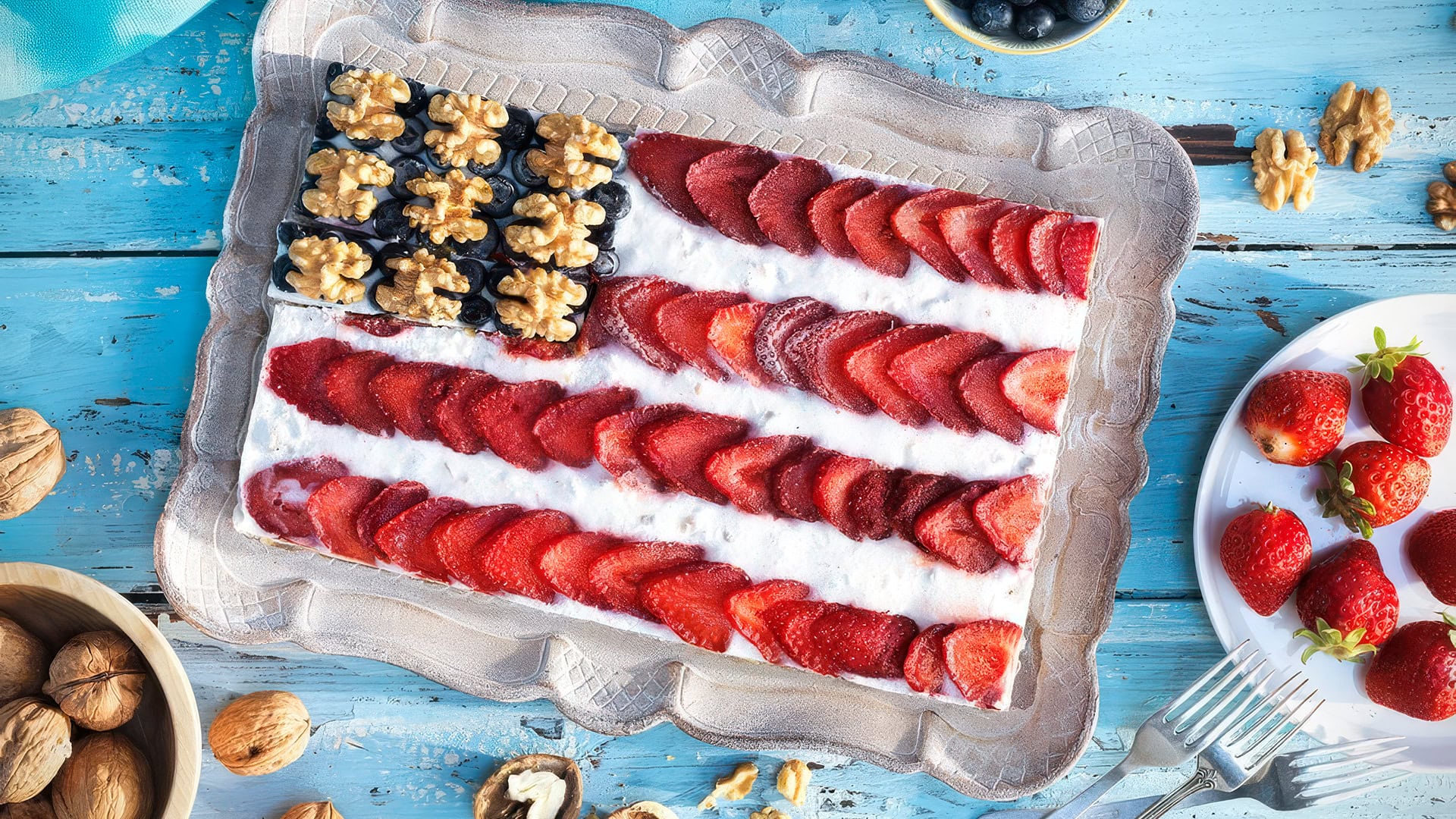 Frozen Yogurt Trail Mix Bar with Red Berries Blueberries and Walnuts