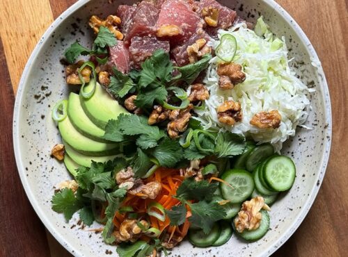Hot Honey Walnut Crunch Poké Bowl