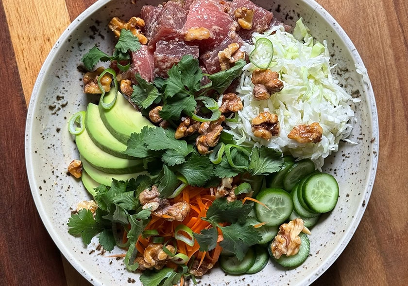 Hot Honey Walnut Crunch Poké Bowl