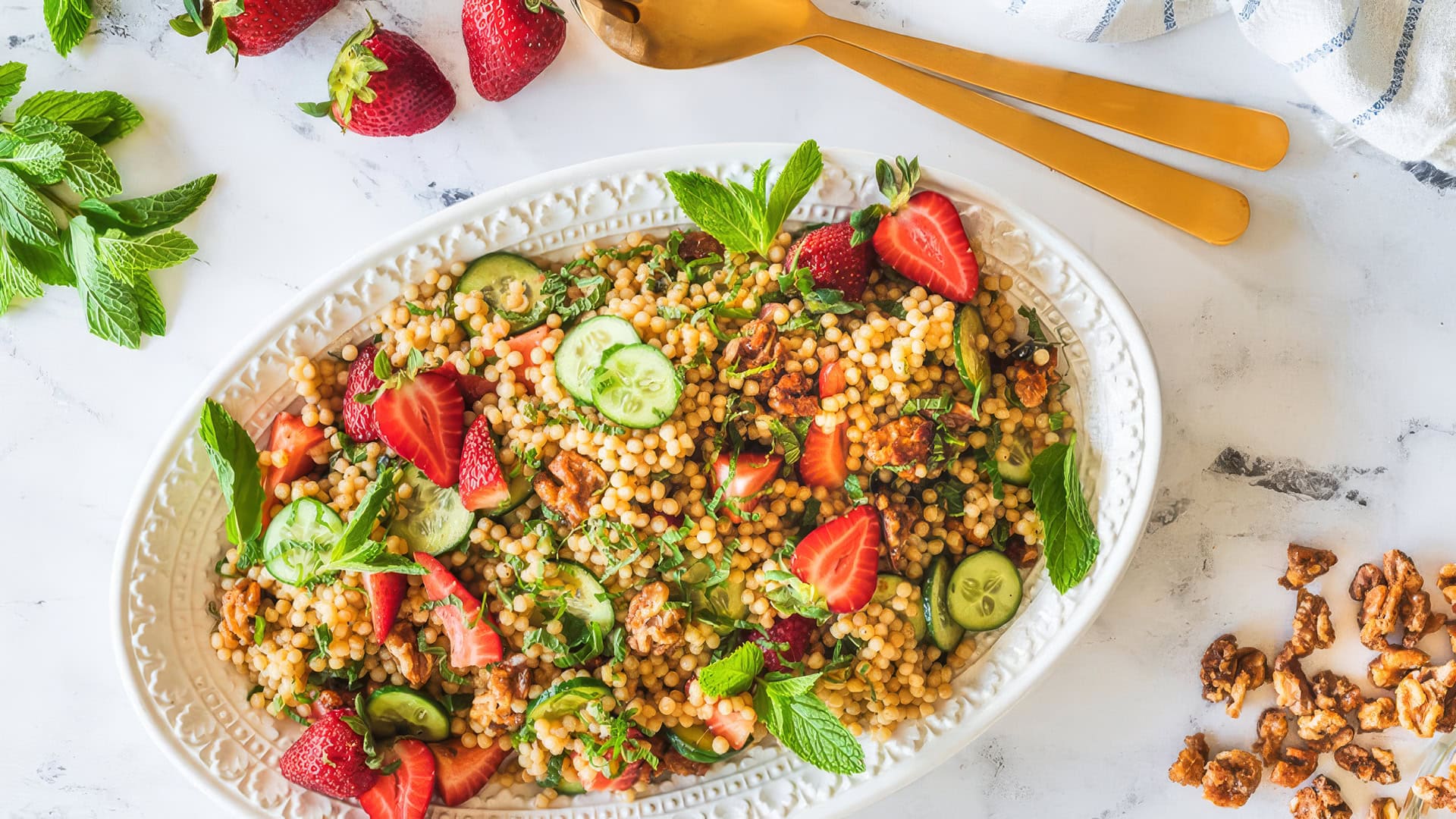 Strawberry Cucumber Pearl Couscous Salad