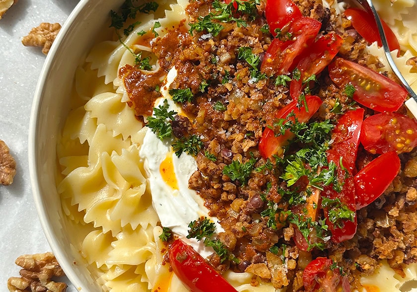 Turkish-Inspired Pasta with Walnut Meat 