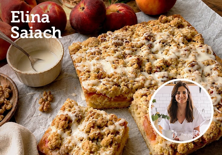 Elina Saiach Stone Fruit Cake with Walnut Streusel