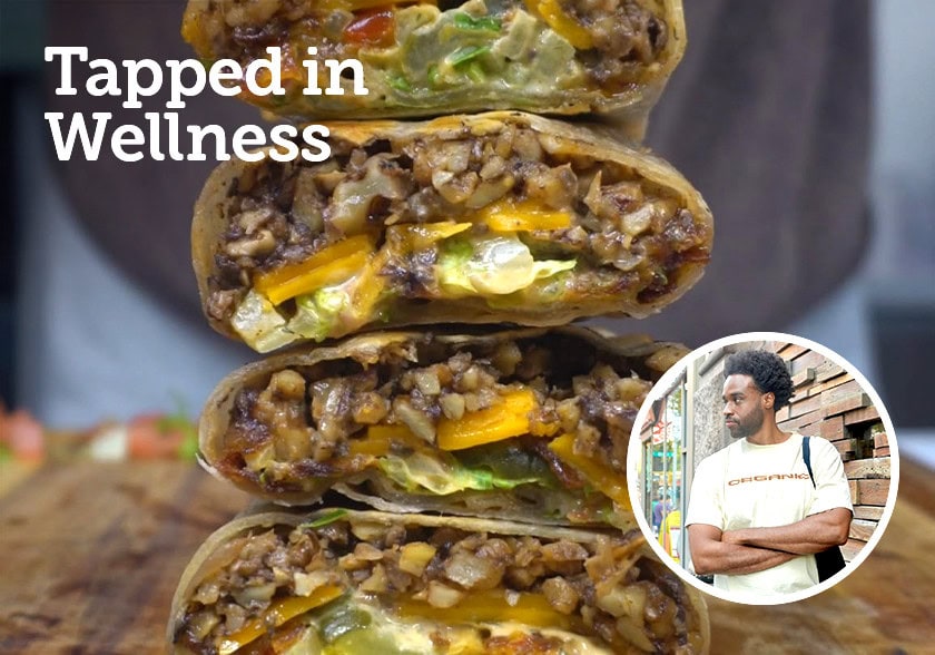 Tapped In Wellness Walnut Cheeseburger Burritos