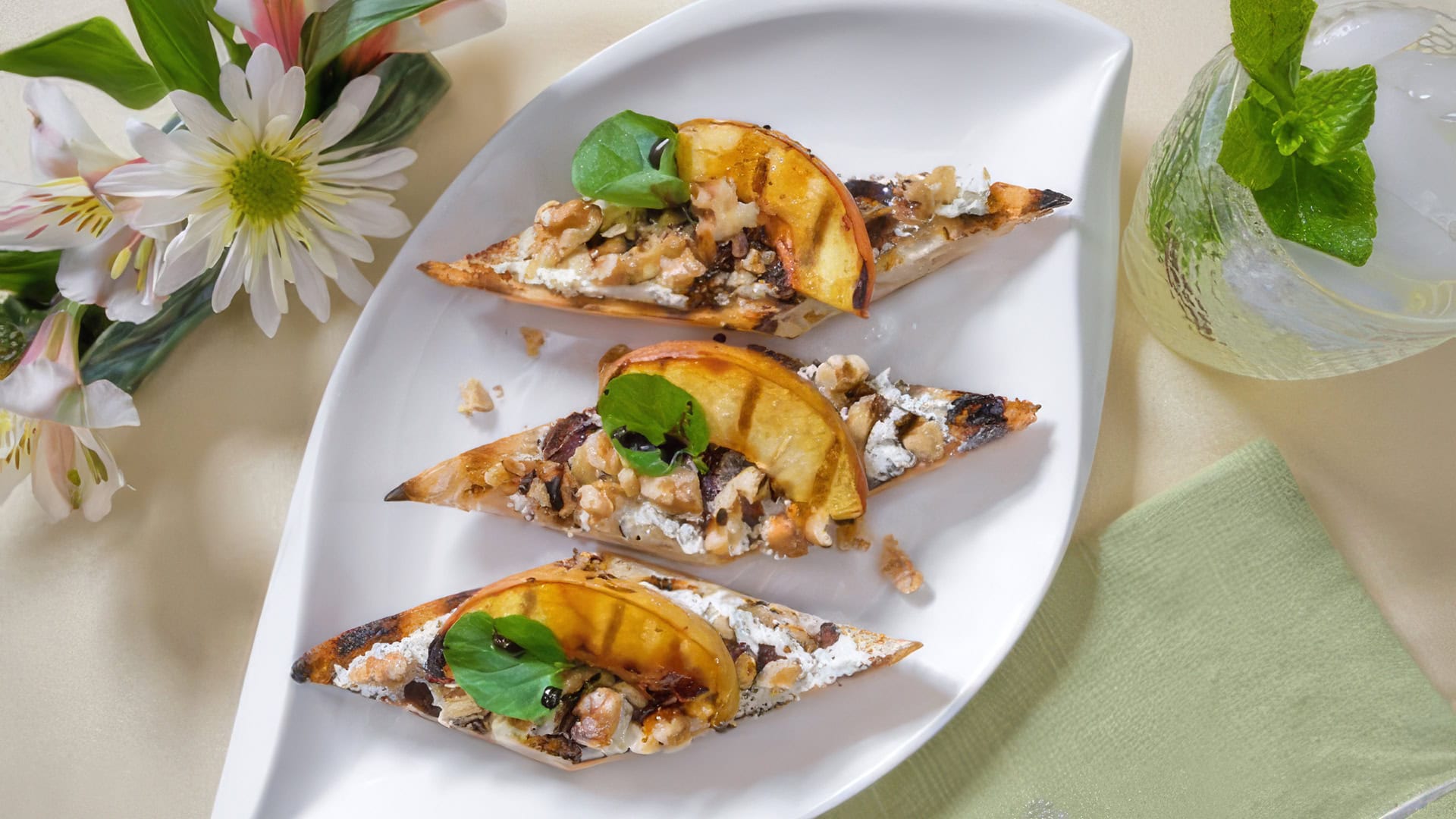 Goat Cheese Sandwich with Nectarines and Walnuts