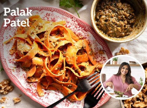 Carrot Ribbon Salad with Crunchy Walnut Dressing